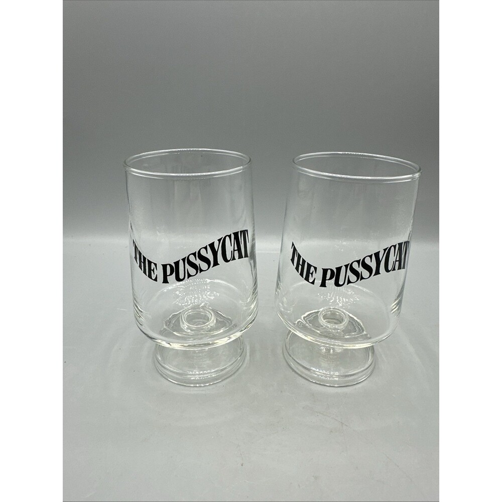 Vintage Early Times Whiskey Glass The Pussycat Pedestal Cocktail 5” Set/2